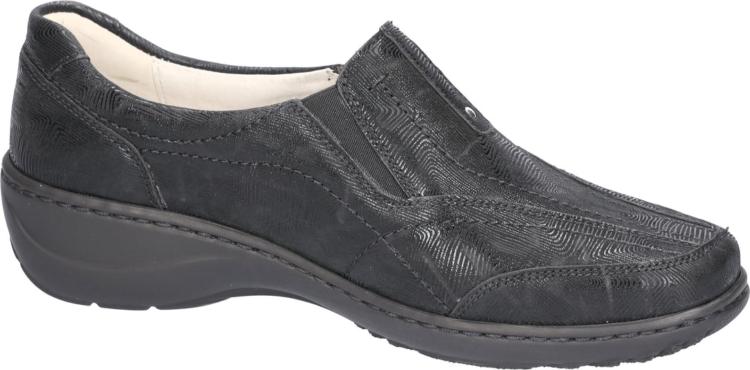 Waldlaufer Kya Ladies Wide Fitting Black Nubuck Leather Slip On Shoes With Elasticated Gussets And Removable leather Insoles (Copy)