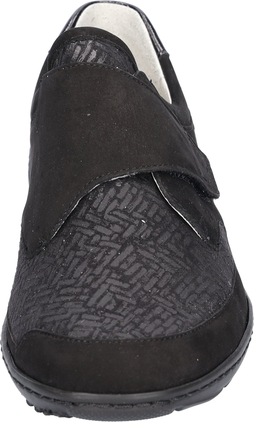 Waldlaufer Kya Wide Fitting Black Nubuck Suede/ Stretch Orthoritt Walking Shoes With Velcro Fastening And Removable Insoles (Copy)