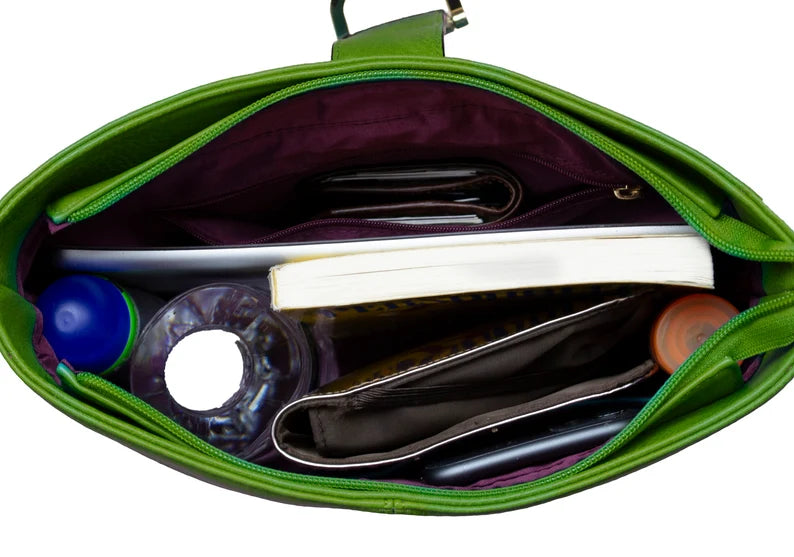 Long & Son Ladies Bucket Shaped Faux Leather Handbag/ Crossbody Bag Green