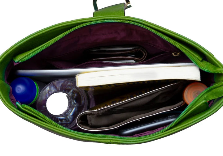 Long & Son Ladies Bucket Shaped Faux Leather Handbag/ Crossbody Bag Green