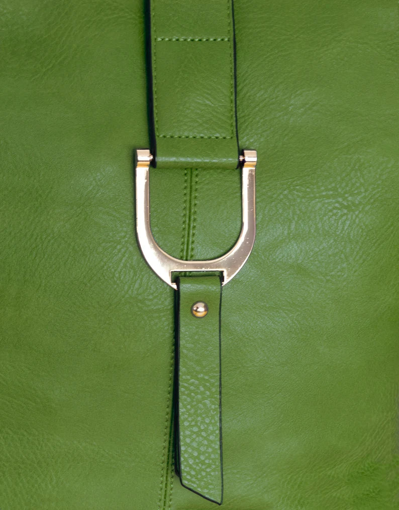 Long & Son Ladies Bucket Shaped Faux Leather Handbag/ Crossbody Bag Green
