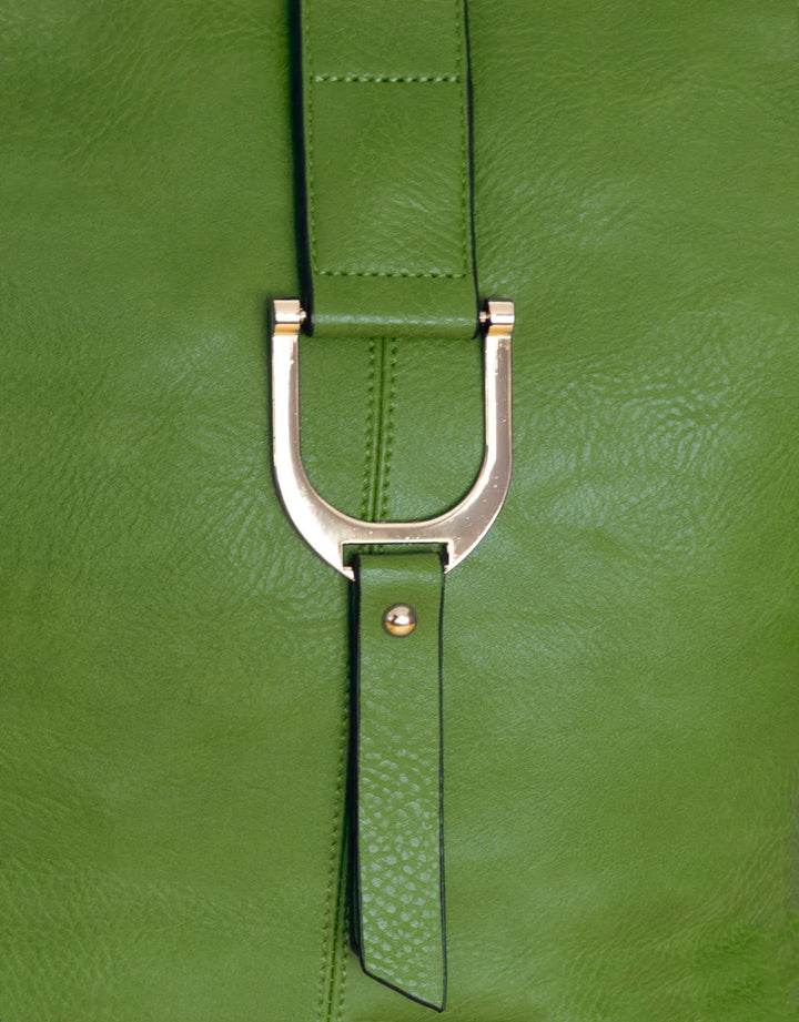 Long & Son Ladies Bucket Shaped Faux Leather Handbag/ Crossbody Bag Green