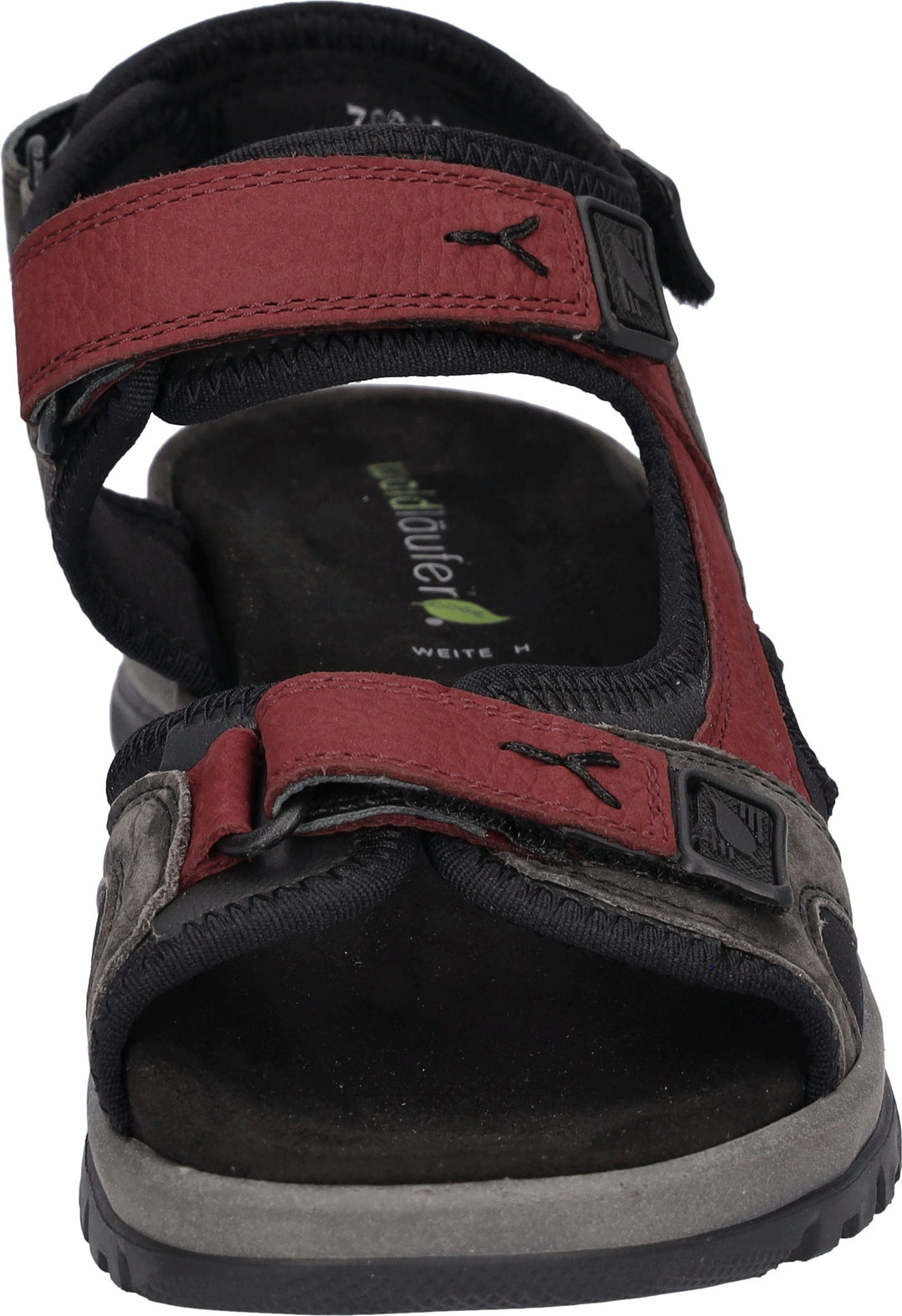 Waldlaufer  H-Sora Ladies WIDE FIT Black /Multi Nubuck Leather Triple Touch Fasten Sport Sandal