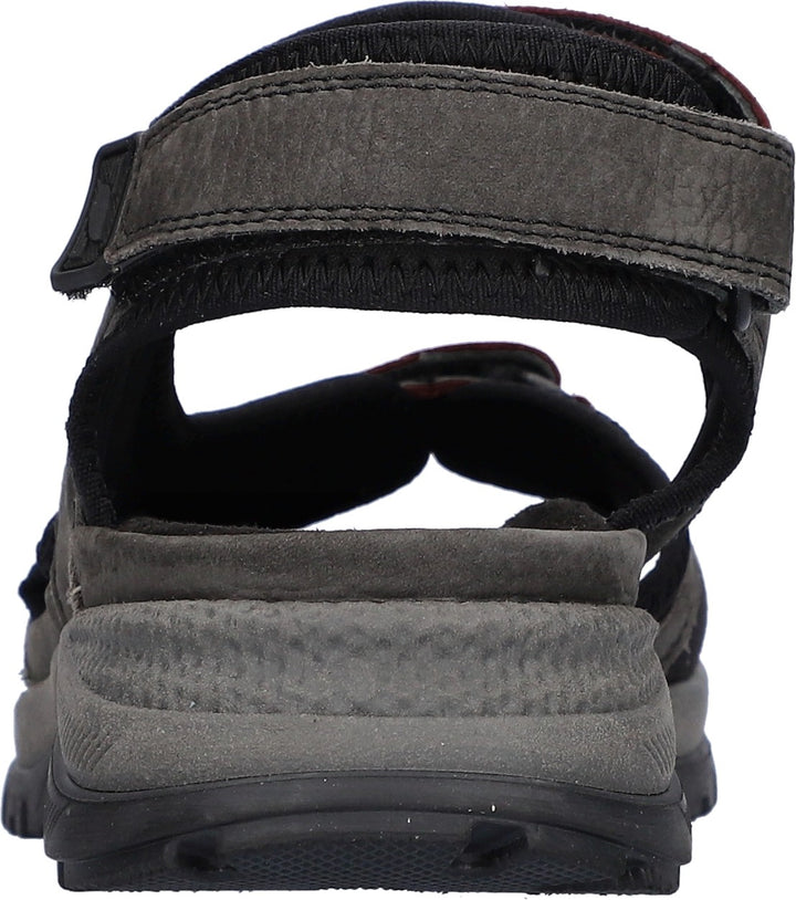 Waldlaufer  H-Sora Ladies WIDE FIT Black /Multi Nubuck Leather Triple Touch Fasten Sport Sandal