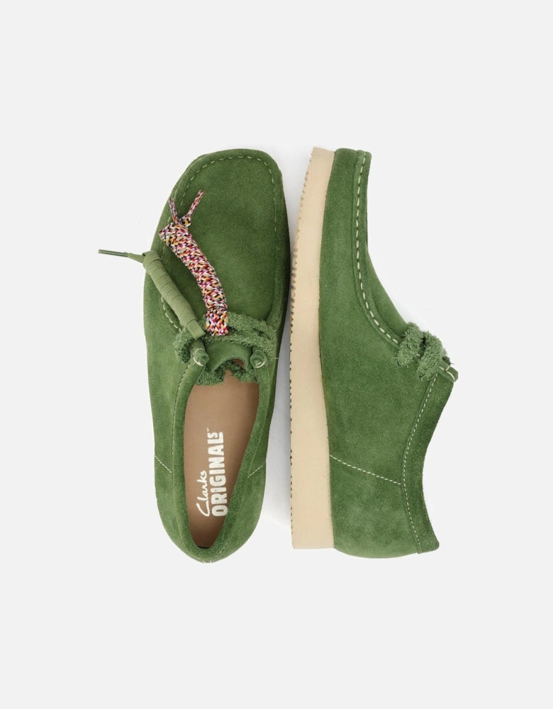 Clarks Originals Wallabee 2604 Mens  Green Suede Square Toe Casual Shoes