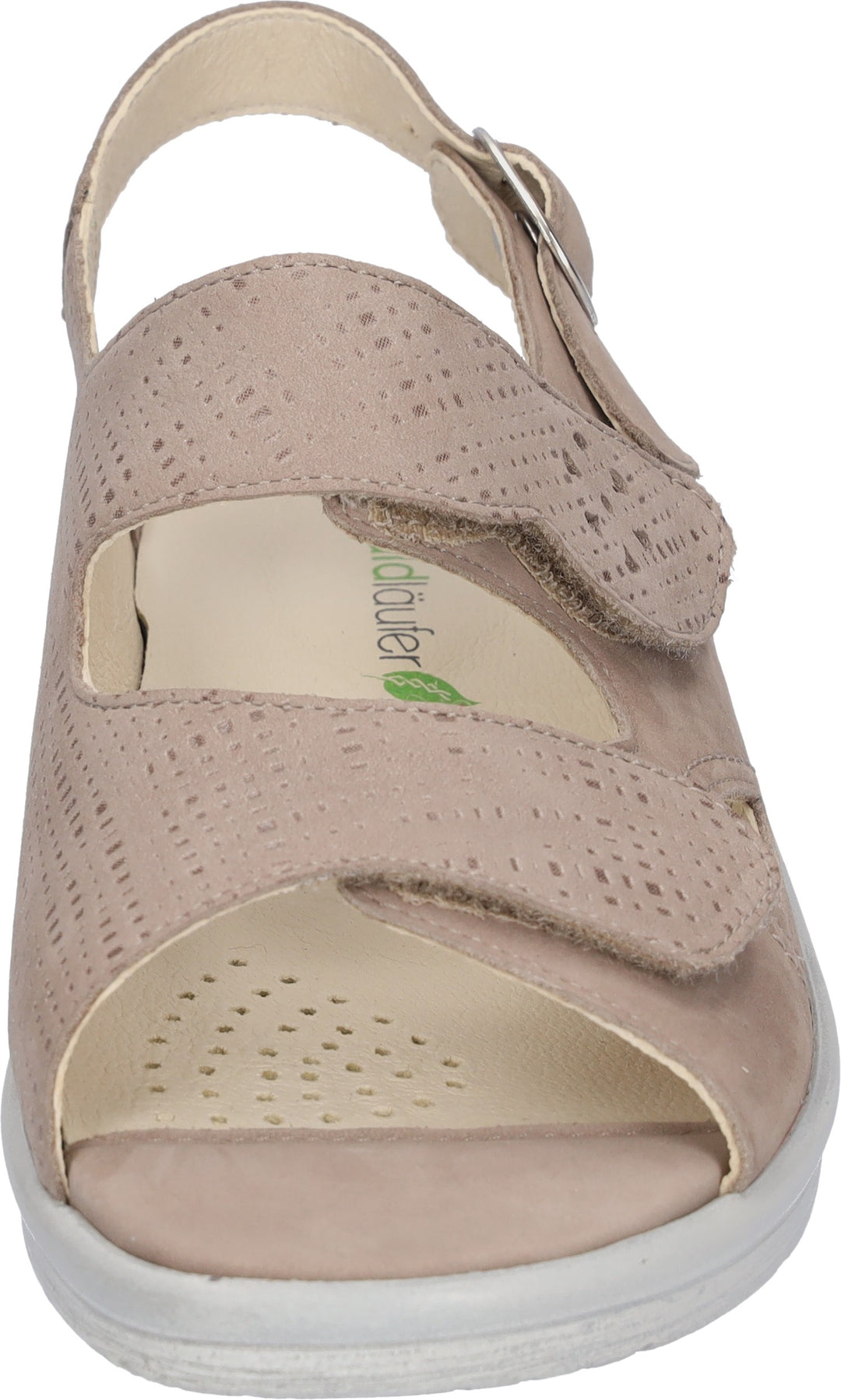 Waldlaufer Merle 811004 Ladies EXTRA WIDE FITNubuck Double Strap Wedge Othortic Sandal Beige