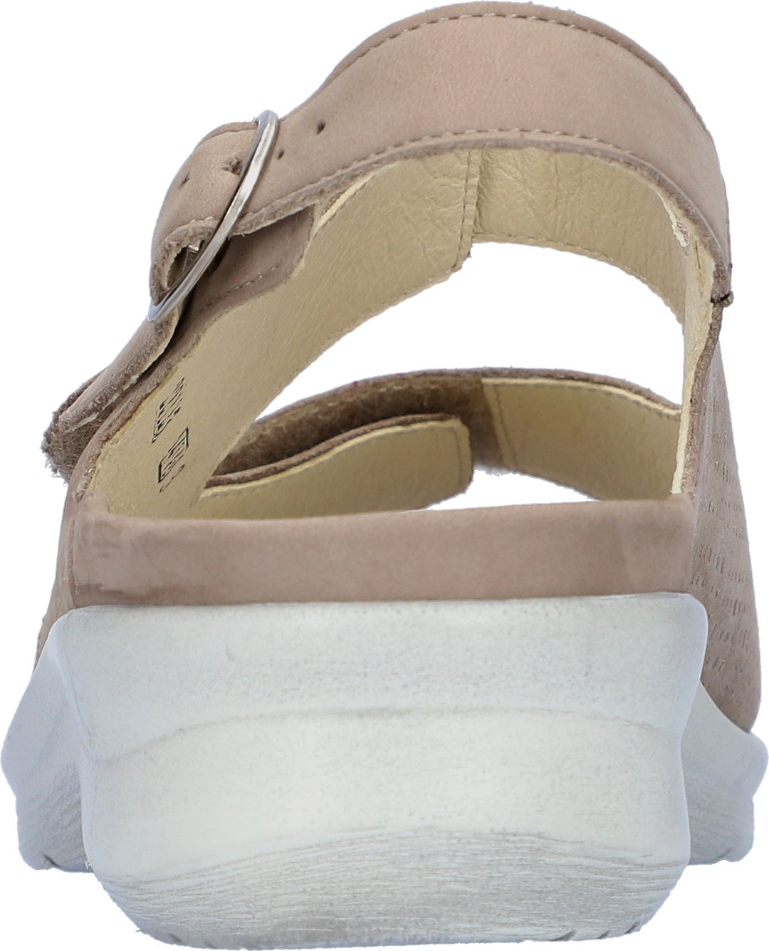 Waldlaufer Merle 811004 Ladies EXTRA WIDE FITNubuck Double Strap Wedge Othortic Sandal Beige