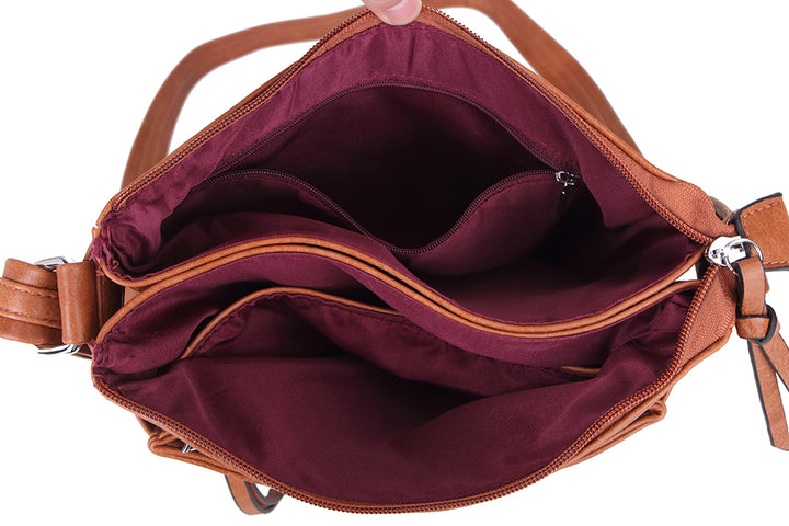 Long & Son London Ladies Soft Crossbody Handbag With Adjustable Strap Dark Tan