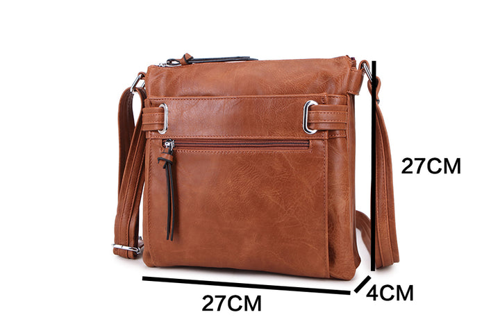 Long & Son London Ladies Soft Crossbody Handbag With Adjustable Strap Dark Tan