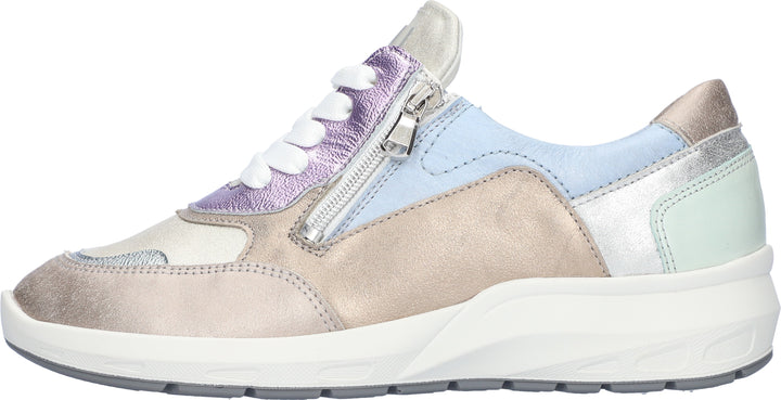 Waldlaufer M-Tonia Ladies Extra Wide Fitting Lace Up Athleisure Trainers Bronze, Lilac Blue Silver
