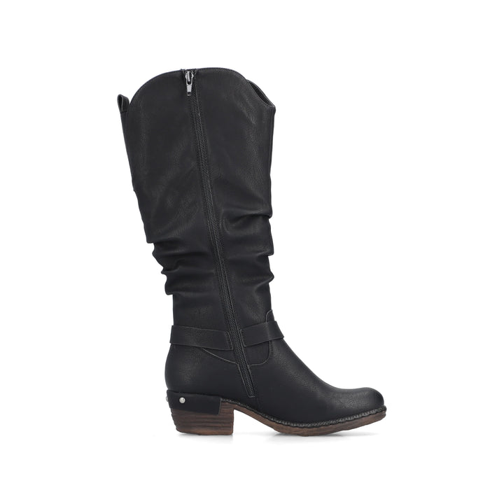 Rieker Tex 93670 Ladies Water Resistant Black Ruched Western Style Zip Fasten Lambs Wool Lined Calf Boots (Copy)