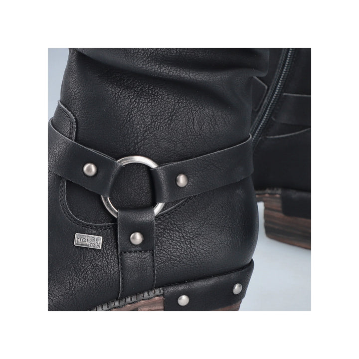 Rieker Tex 93670 Ladies Water Resistant Black Ruched Western Style Zip Fasten Lambs Wool Lined Calf Boots (Copy)