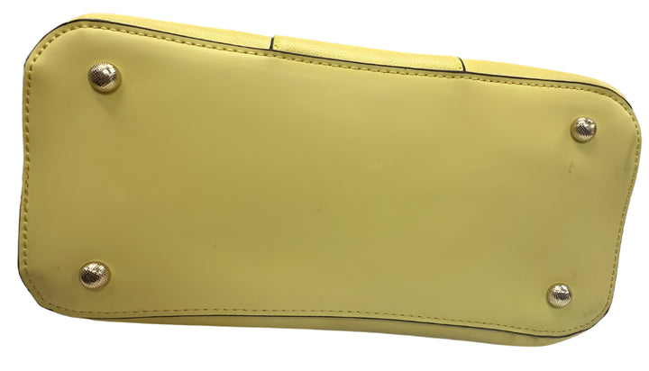 Long & Son Ladies Yellow Multi Pocket Grab Handle Handbag With Detachable Strap