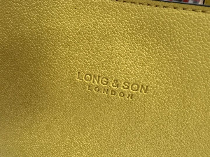 Long & Son Ladies Yellow Multi Pocket Grab Handle Handbag With Detachable Strap