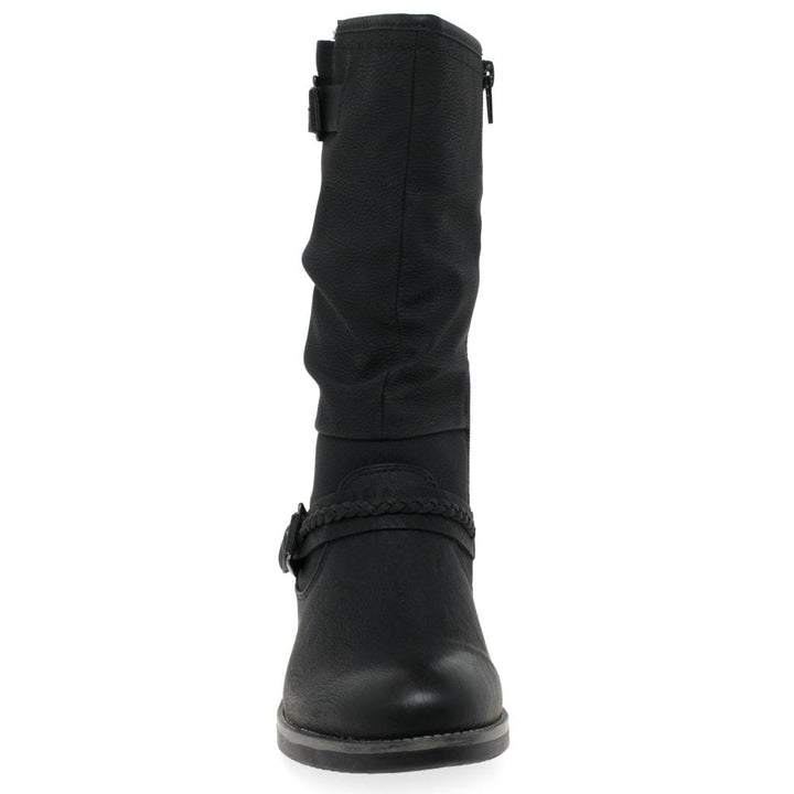 Rieker 98860 Ladies Faux Leather Warm Lined Biker Style Boots With Inside Zip Fasten Black