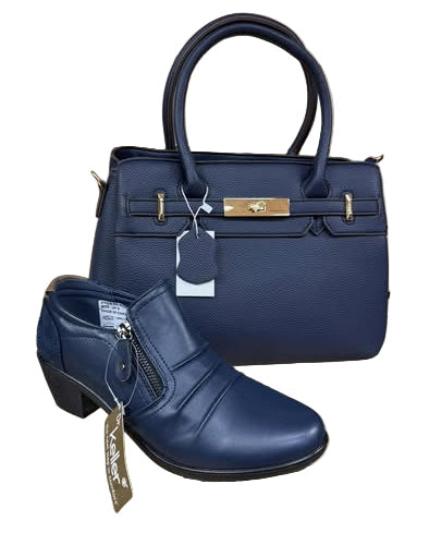 Dr Keller Alexis Ladies Faux Leather High Front Trouser Shoes Navy