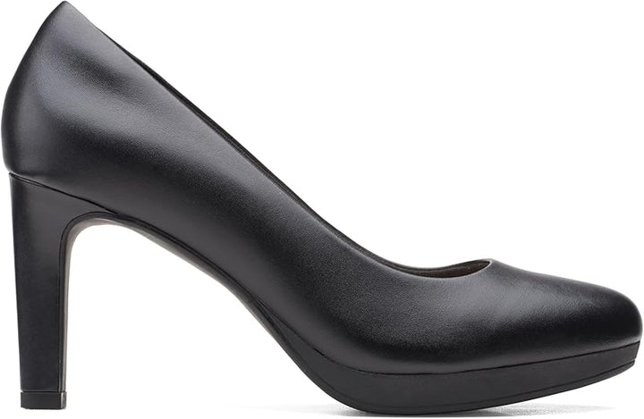 Clarks Ambyr Joy Ladies Wide E Fit Black Leather High Heel Slip On Pump Shoes