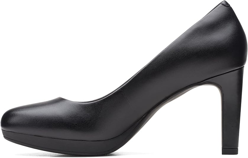 Clarks Ambyr Joy Ladies Wide E Fit Black Leather High Heel Slip On Pump Shoes