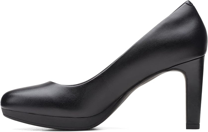 Clarks Ambyr Joy Ladies Wide E Fit Black Leather High Heel Slip On Pump Shoes