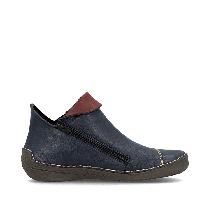 Rieker Ladies 72581 Navy Wide fit Zip up Walking Casual Boots with Warm Lining
