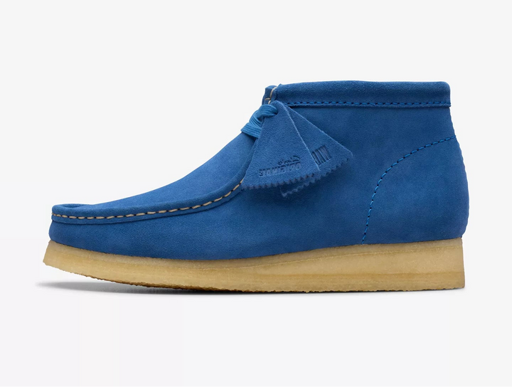 CLARKS ORIGINALS WALLABEE EVO MENS SUEDE WALLABEE BOOT LACE UP SQUARE TOE RUBBER SOLE BLUE