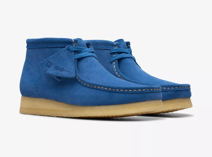 CLARKS ORIGINALS WALLABEE EVO MENS SUEDE WALLABEE BOOT LACE UP SQUARE TOE RUBBER SOLE BLUE