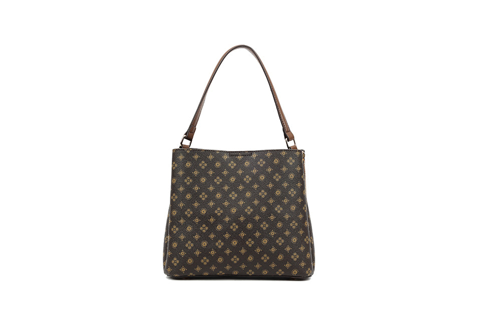 Long & Son Designer Inspired Shoulder Handbag With Chain Detail Brown Multi
