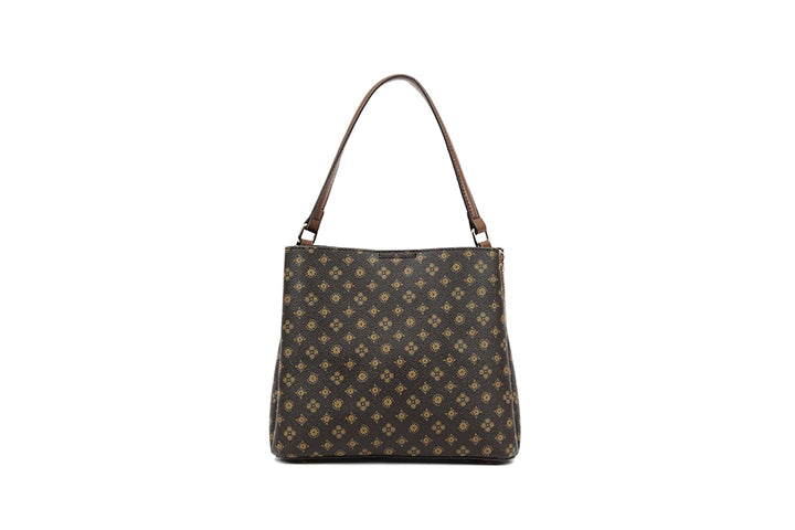 Long & Son Designer Inspired Shoulder Handbag With Chain Detail Brown Multi