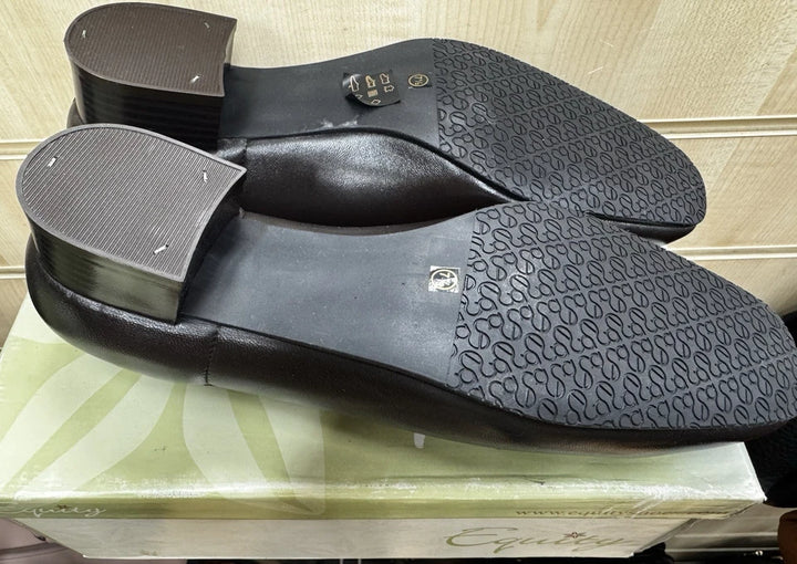 Equity Carmel Ladies Wide E Fitting Dark Brown Leather Low Heel Court Shoes Vintage Style