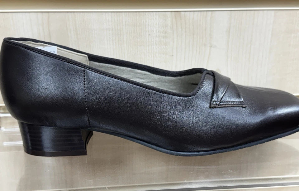 Equity Carmel Ladies Wide E Fitting Dark Brown Leather Low Heel Court Shoes Vintage Style