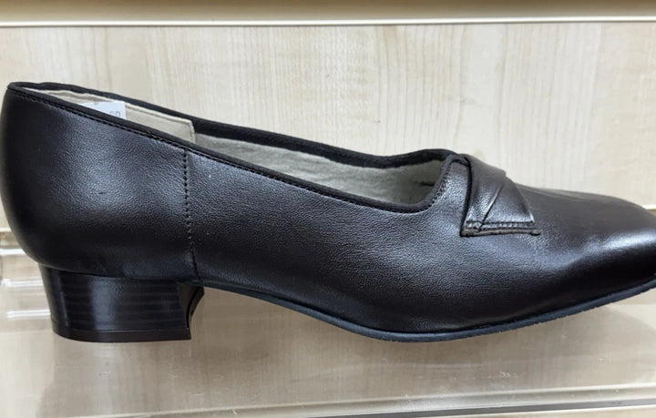 Equity Carmel Ladies Wide E Fitting Dark Brown Leather Low Heel Court Shoes Vintage Style