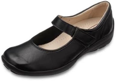 DB Easy B Arabella Ladies Black Stretch Leather 6E Super Wide Rip Tape Shoes