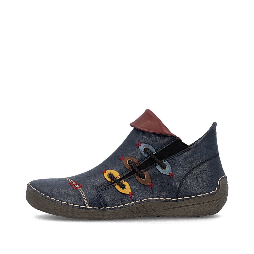 Rieker Ladies 72581 Navy Wide fit Zip up Walking Casual Boots with Warm Lining