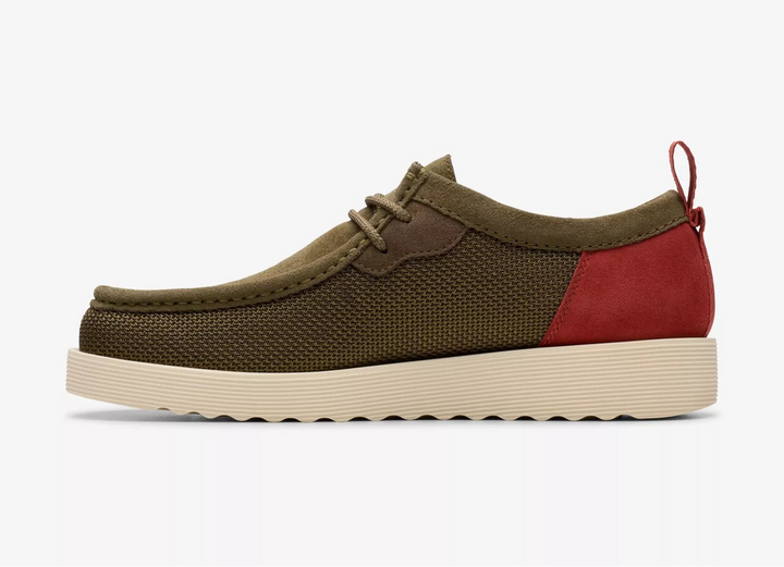 Clarks Originals Wallabee FTR2 LO Mens Light Weight Lace Up Suede Wallabees Olive Red Combination