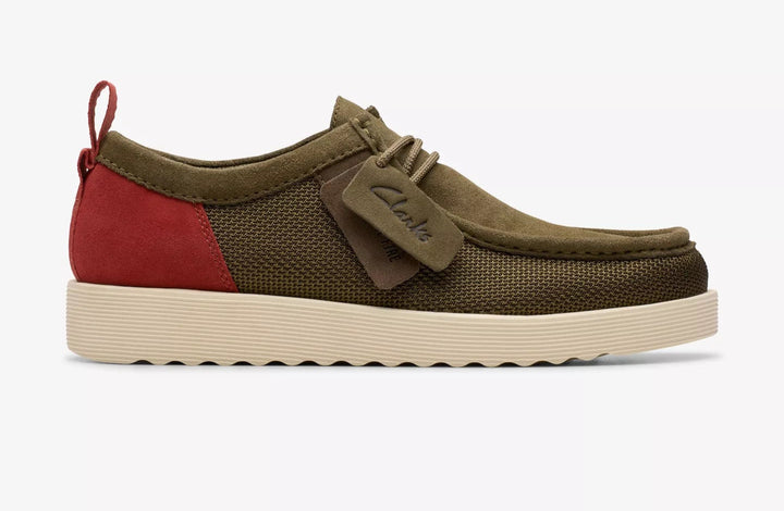 Clarks Originals Wallabee FTR2 LO Mens Light Weight Lace Up Suede Wallabees Olive Red Combination