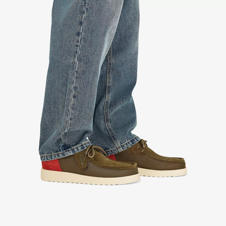Clarks Originals Wallabee FTR2 LO Mens Light Weight Lace Up Suede Wallabees Olive Red Combination