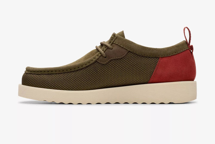 Clarks Originals Wallabee FTR2 LO Mens Light Weight Lace Up Suede Wallabees Olive Red Combination