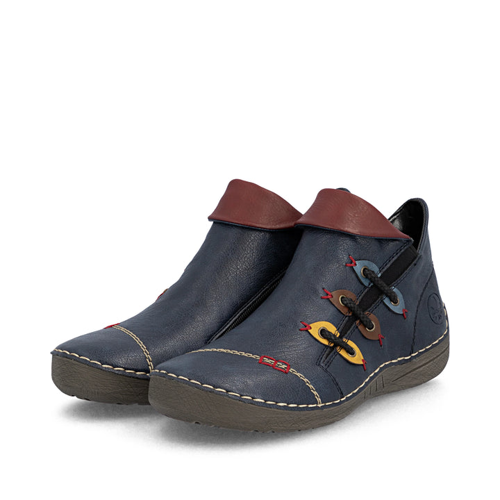 Rieker Ladies 72581 Navy Wide fit Zip up Walking Casual Boots with Warm Lining