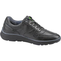 Waldlaufer HARIS 710H01 Wide Fit Black Deerskin Leather With Lace & Zip Fasten Athleisure Trainers