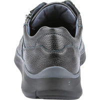 Waldlaufer HARIS 710H01 Wide Fit Black Deerskin Leather With Lace & Zip Fasten Athleisure Trainers