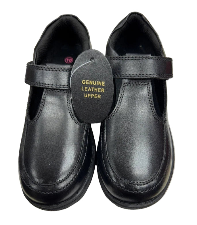 Chatterbox Harriet Girls Black Leather T Bar School Shoes With Touch Fasten