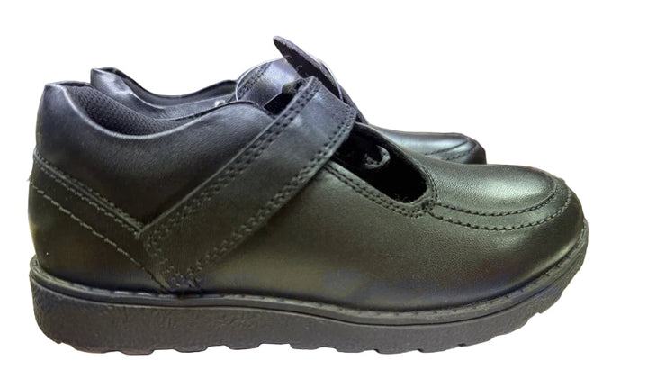 Chatterbox Harriet Girls Black Leather T Bar School Shoes With Touch Fasten