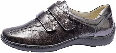 Waldlaufer Henni 496301 WIDE FIT Grey Patent Leather Casual Velcro Strap Shoes