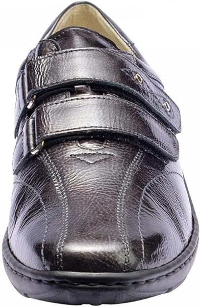 Waldlaufer Henni 496301 WIDE FIT Grey Patent Leather Casual Velcro Strap Shoes