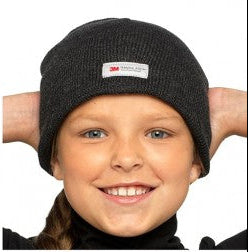 HeatGuard Kids Thinsulate Thermal Beanie Hat Black Navy Or Grey