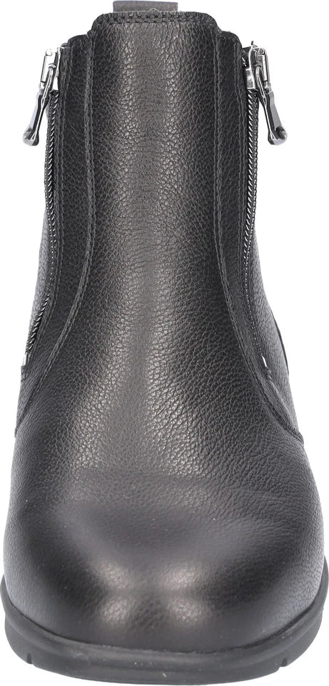Waldlaufer INGA Ladies K Wide (EE) Fit Black Leather Warm Lined Double Zip Fasten Ankle Boots
