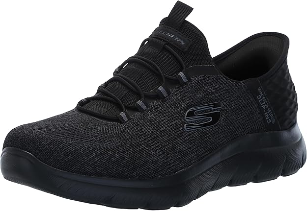 Skechers Slip Ins Key Pace Mens Bungee Hands Free Vegan Trainers Black/Black