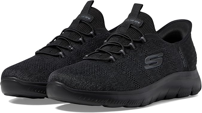 Skechers Slip Ins Key Pace Mens Bungee Hands Free Vegan Trainers Black/Black