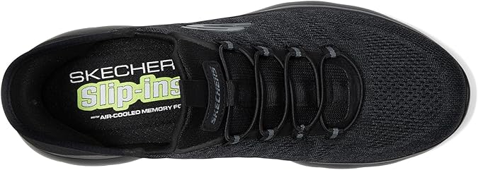 Skechers Slip Ins Key Pace Mens Bungee Hands Free Vegan Trainers Black/Black