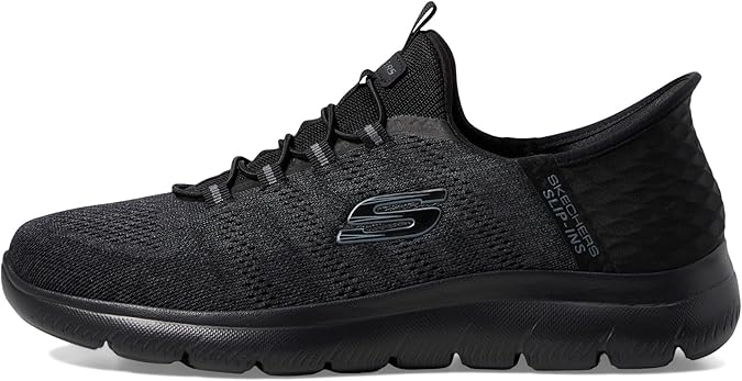 Skechers Slip Ins Key Pace Mens Bungee Hands Free Vegan Trainers Black/Black
